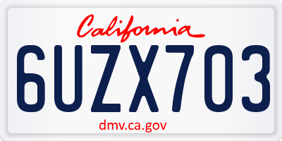 CA license plate 6UZX703