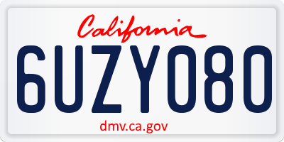 CA license plate 6UZY080