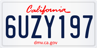 CA license plate 6UZY197