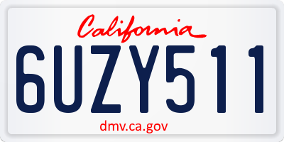 CA license plate 6UZY511