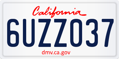 CA license plate 6UZZ037