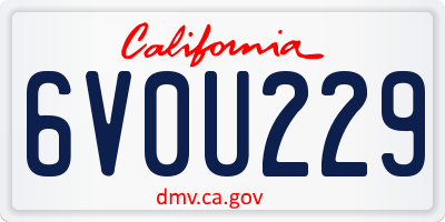 CA license plate 6V0U229