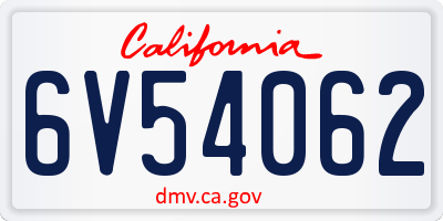 CA license plate 6V54062