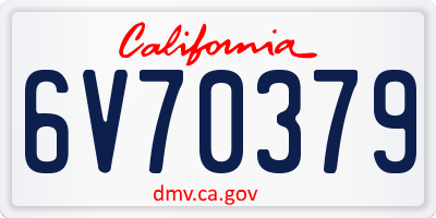 CA license plate 6V70379