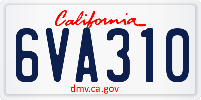 CA license plate 6VA310