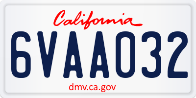 CA license plate 6VAA032