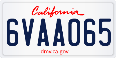 CA license plate 6VAA065