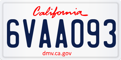 CA license plate 6VAA093