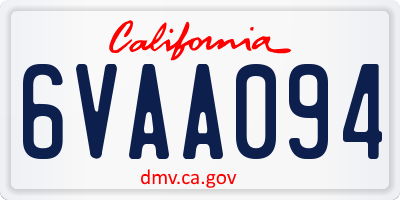 CA license plate 6VAA094
