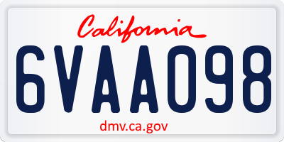 CA license plate 6VAA098