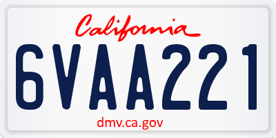CA license plate 6VAA221