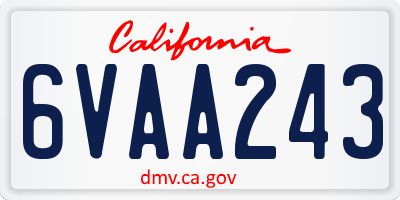 CA license plate 6VAA243