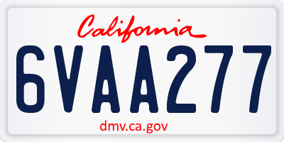 CA license plate 6VAA277