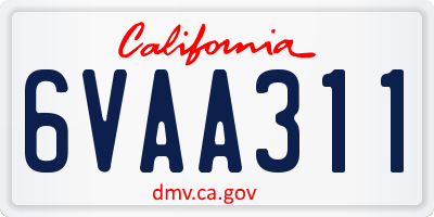CA license plate 6VAA311