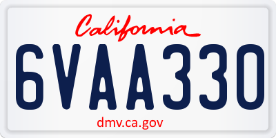 CA license plate 6VAA330