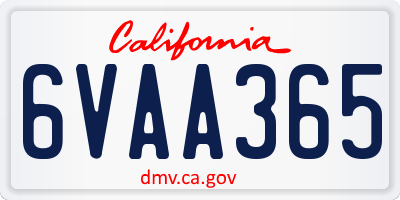 CA license plate 6VAA365