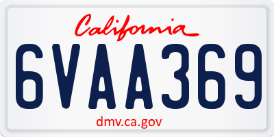 CA license plate 6VAA369