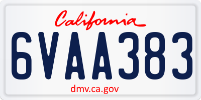 CA license plate 6VAA383