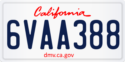 CA license plate 6VAA388