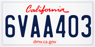 CA license plate 6VAA403