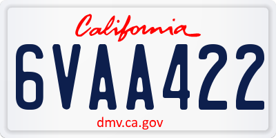 CA license plate 6VAA422