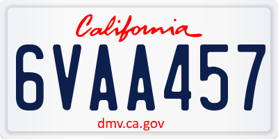 CA license plate 6VAA457