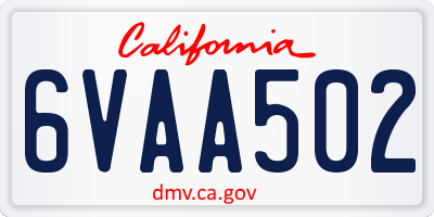 CA license plate 6VAA502