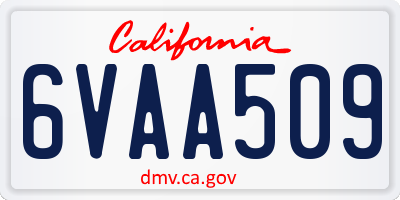 CA license plate 6VAA509
