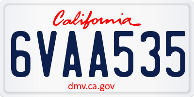 CA license plate 6VAA535