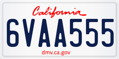 CA license plate 6VAA555