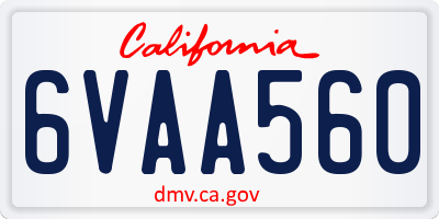 CA license plate 6VAA560