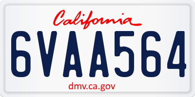 CA license plate 6VAA564