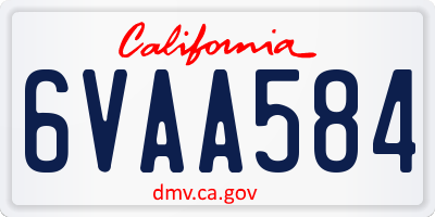 CA license plate 6VAA584