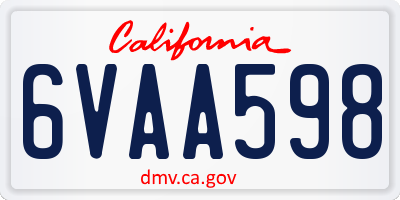 CA license plate 6VAA598