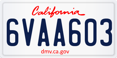 CA license plate 6VAA603