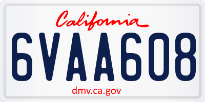 CA license plate 6VAA608