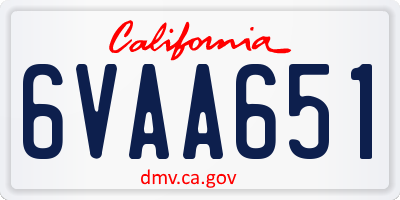 CA license plate 6VAA651