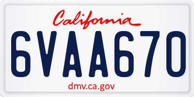 CA license plate 6VAA670