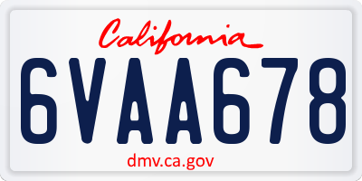 CA license plate 6VAA678