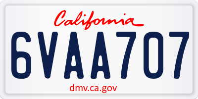 CA license plate 6VAA707