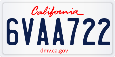 CA license plate 6VAA722