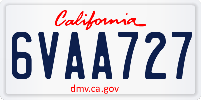 CA license plate 6VAA727