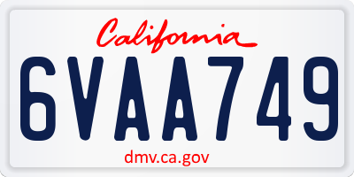 CA license plate 6VAA749