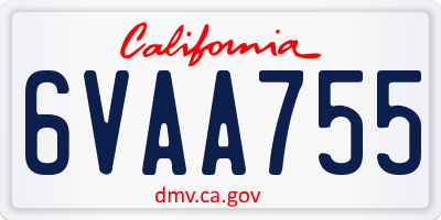 CA license plate 6VAA755