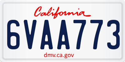 CA license plate 6VAA773