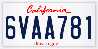 CA license plate 6VAA781