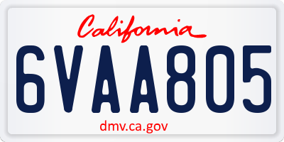 CA license plate 6VAA805