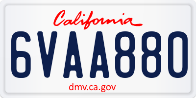 CA license plate 6VAA880