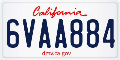 CA license plate 6VAA884