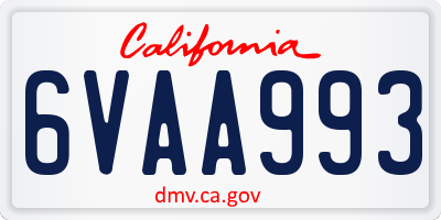 CA license plate 6VAA993
